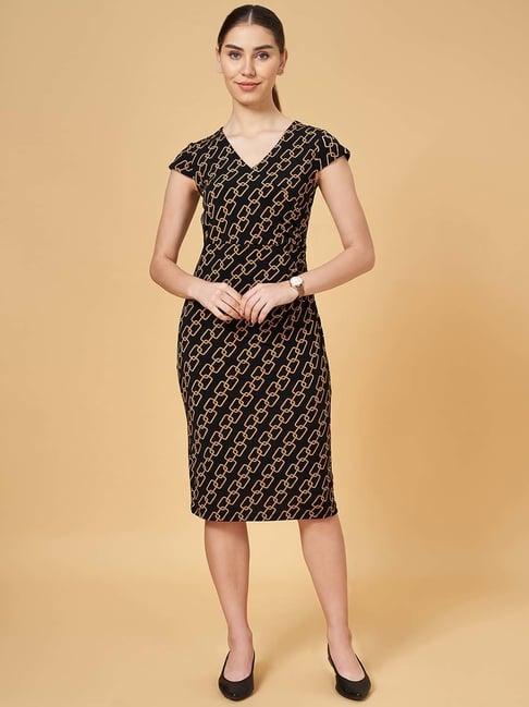 annabelle by pantaloons black printed shift dress