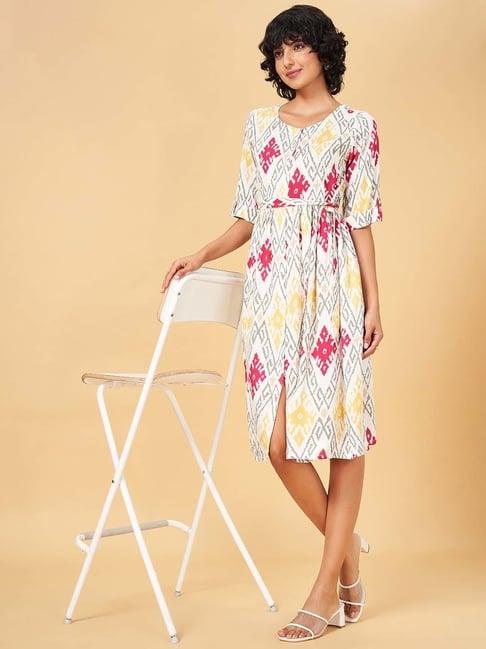 yu by pantaloons white printed a-line dress