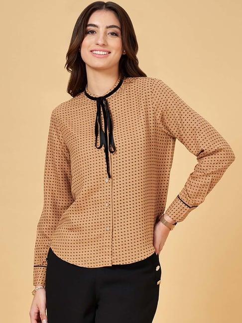 annabelle by pantaloons tan printed top