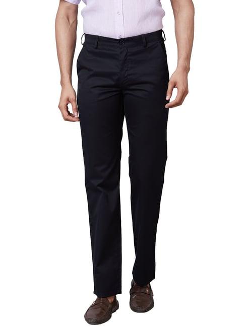 colorplus black cotton tailored fit trousers