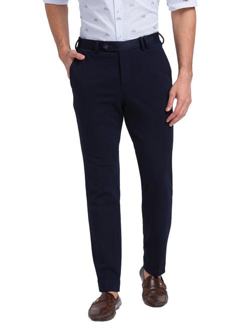 park avenue blue super slim fit trousers