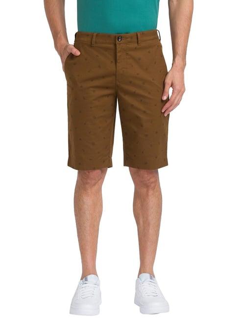 colorplus brown contemporary fit printed shorts