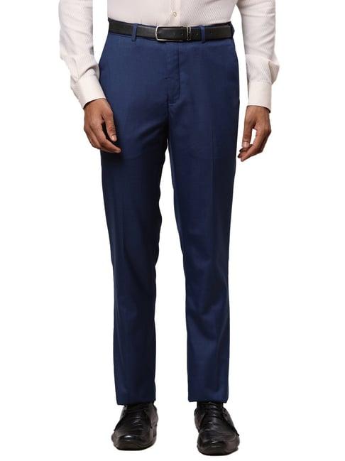 raymond blue contemporary fit trousers