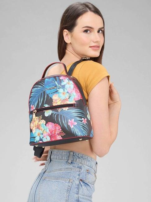 caprese renee fashion backpack medium black | women's stylish backpack | the kiara collection