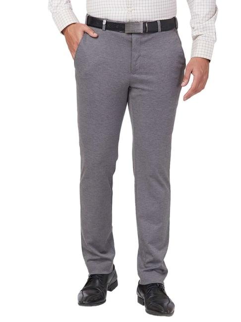 park avenue grey super slim fit texture trousers