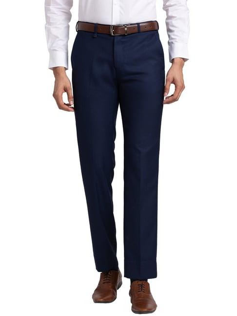 raymond blue contemporary fit trousers