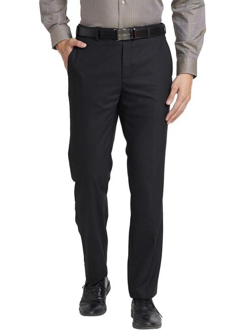 raymond black contemporary fit trousers