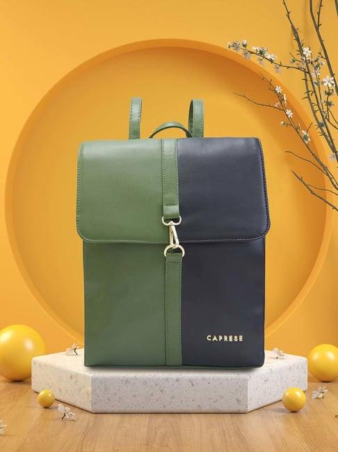 caprese lizzy olive & black faux leather medium backpack