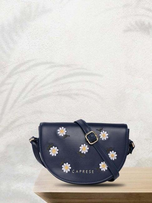 caprese kyle navy floral medium sling handbag