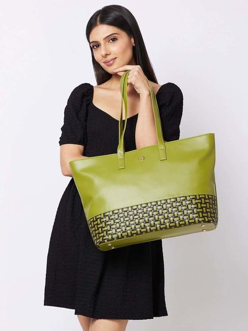 caprese zeta olive printed large tote handbag