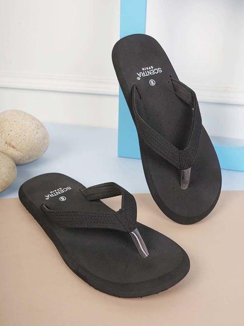 scentra men's black flip flops