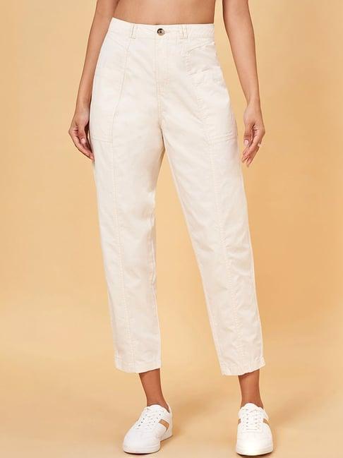 honey by pantaloons off-white cotton pants