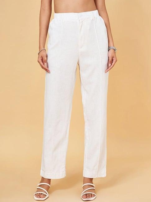 annabelle by pantaloons white mid rise pants