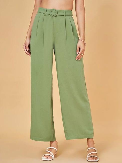 honey by pantaloons green high rise flared pants