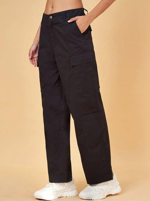 yu by pantaloons black mid rise flared pants