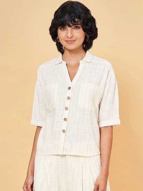 honey by pantaloons white cotton striped shirt