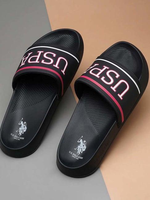 u.s. polo assn. men's cloyee 5.0 black slides