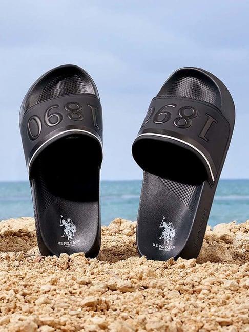 u.s. polo assn. men's raffer 6.0 black slides