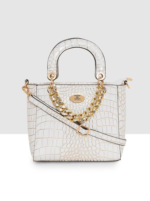 esbeda white textured medium handbag