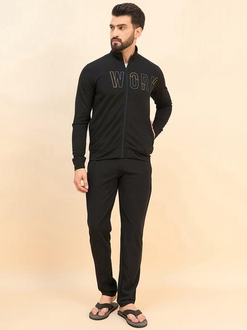 sweet dreams black regular fit printed tracksuit