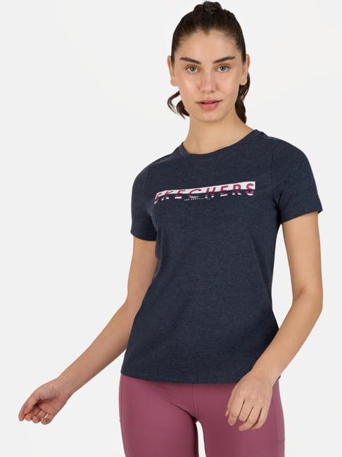 skechers navy printed sports t-shirt