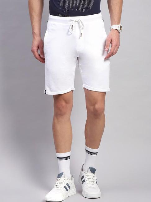 monte carlo white regular fit printed shorts