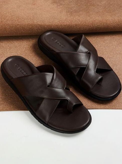 code by lifestyle men's brown toe ring sandals