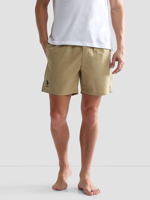 u.s. polo assn. beige regular fit lounge shorts