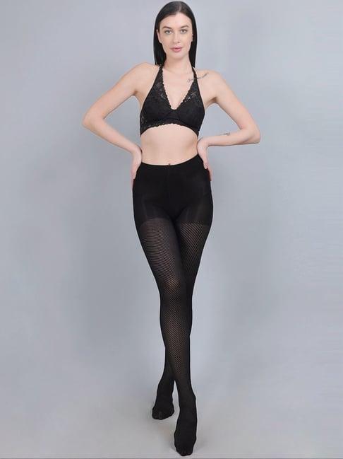 mod & shy black self pattern pantyhose stockings