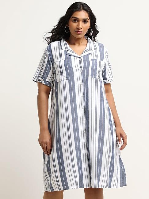 gia by westside white striped shirt dress