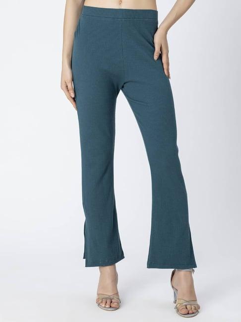 moomaya teal regular fit pants