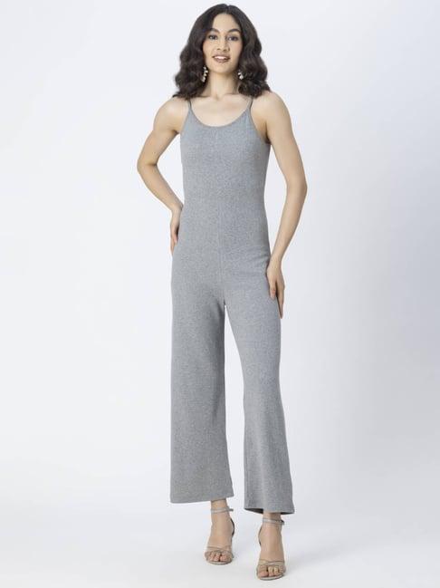 moomaya grey textured jumpsuit