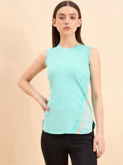 sweet dreams aqua blue printed sports t-shirt