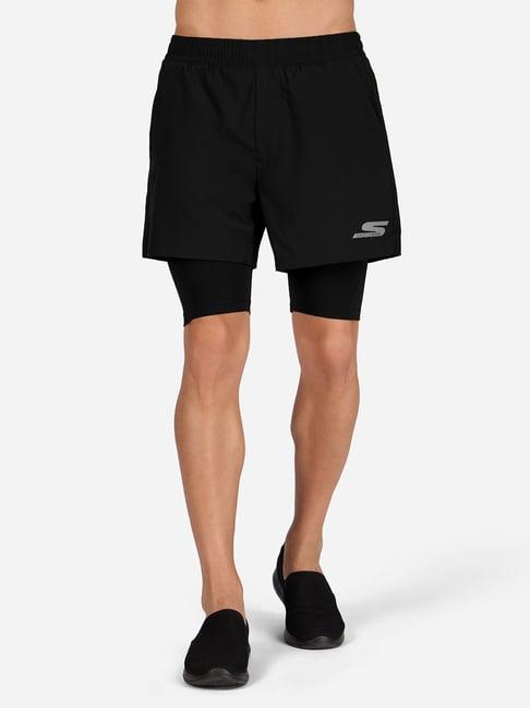 skechers black regular fit sports shorts