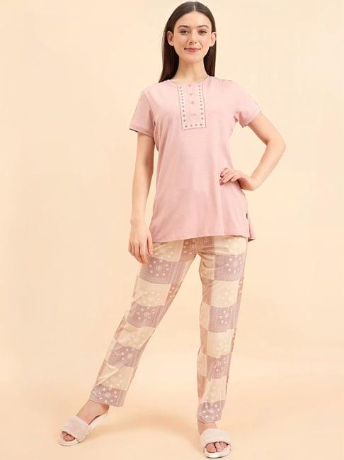 sweet dreams peach printed top pyjama set