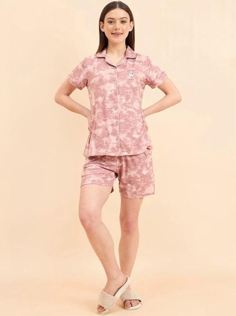 sweet dreams pink printed shirt short set