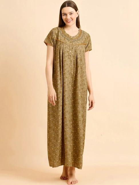 sweet dreams khaki printed nighty