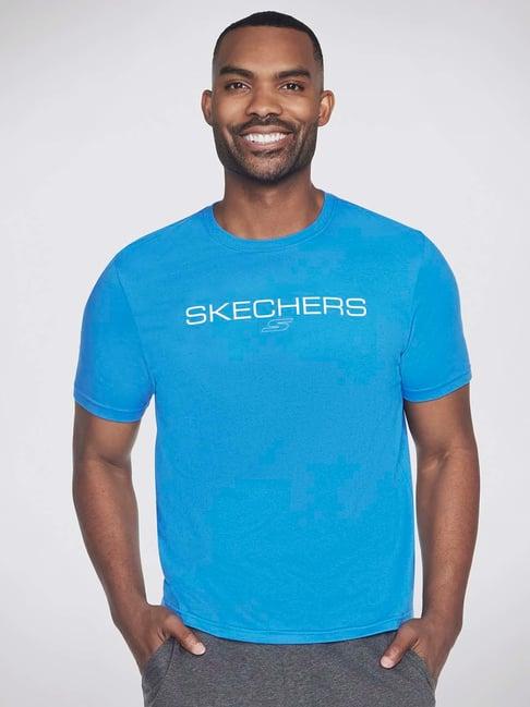 skechers blue relaxed fit printed crew t-shirt