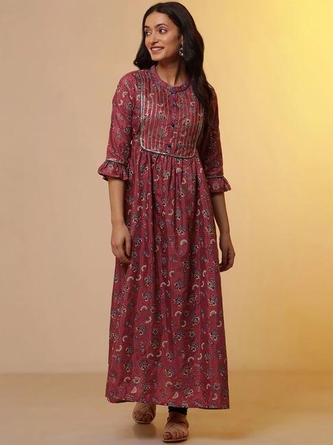 aurelia pink & blue printed kurta leggings set