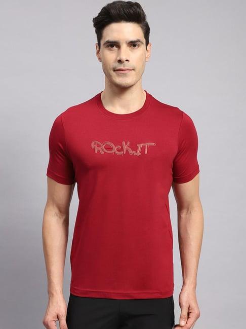 rock.it red cotton regular fit printed t-shirt