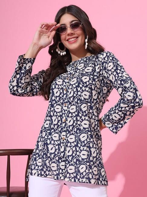 deckedup blue printed tunic