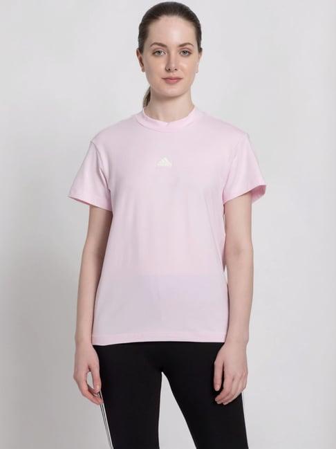 adidas pink cotton printed sports t-shirt