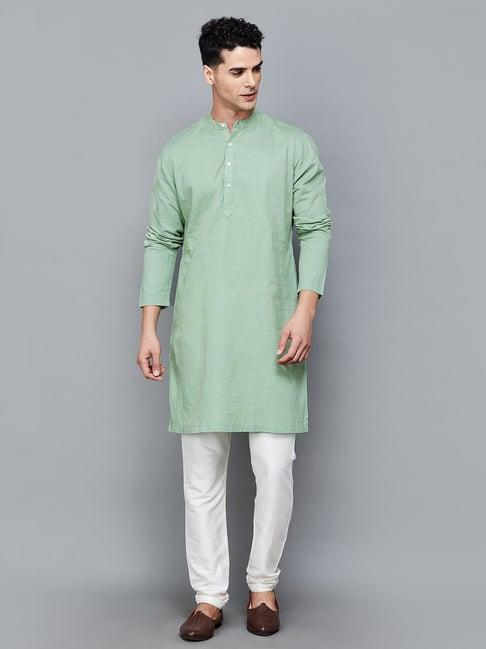 melange by lifestyle sage green regular fit kurta