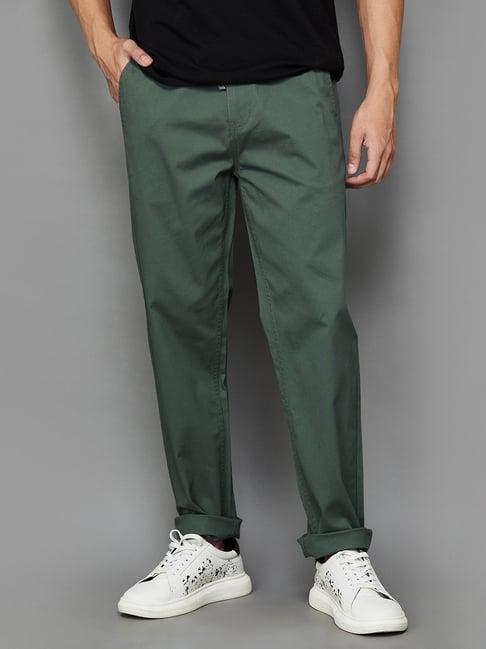 fame forever by lifestyle sage green regular fit drawstring trousers