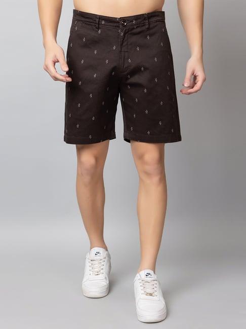 club york brown regular fit printed short