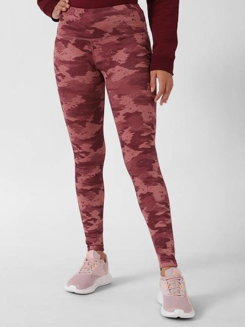 reebok maroon printed tights