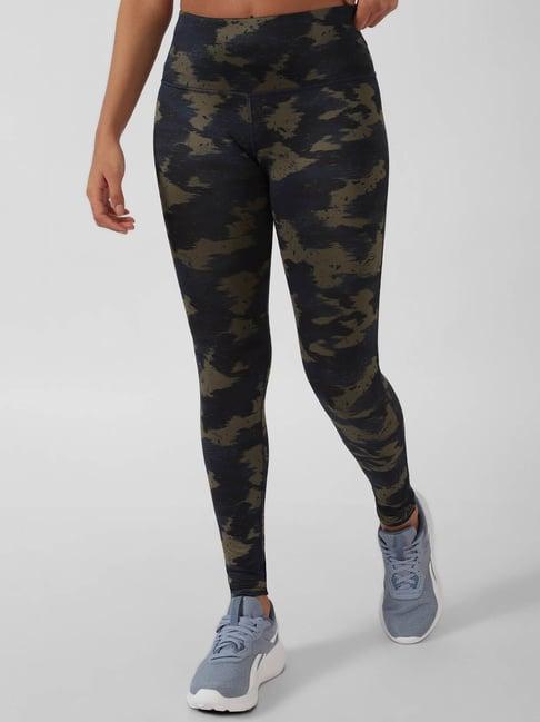 reebok black printed tights