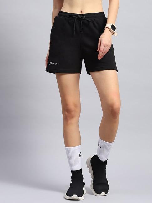 rock.it black cotton regular fit sports shorts