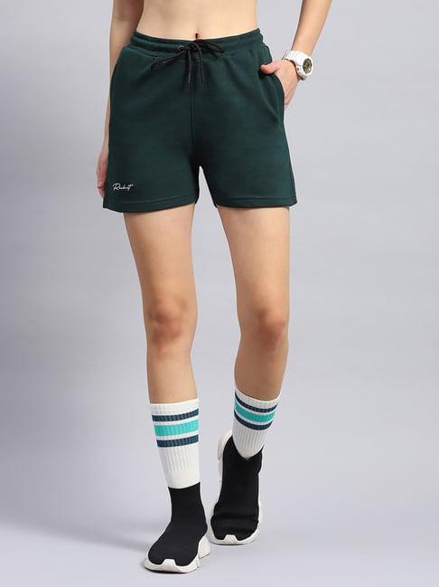 rock.it dark green cotton regular fit sports shorts