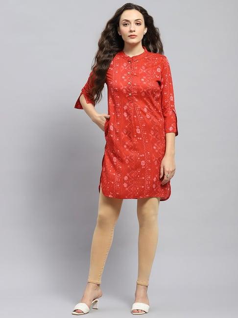 monte carlo red floral print kurta